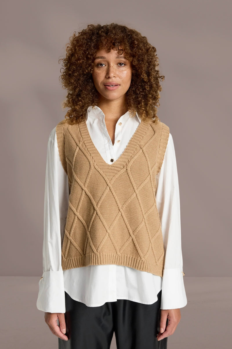 新品 IORE BICOLOR VEST Eb and Ive Liora Knit Vest Mocha Eb and Ive