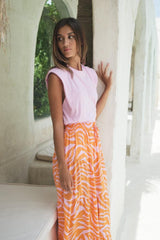 Florencia The Label Clementine Maxi Skirt Zebra Pink Orange From BoxHill