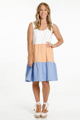 Homelee Mischa Dress Summer Block Peach Blue From BoxHill