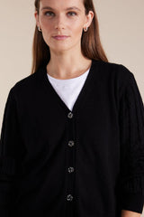 Marco Polo Cable Sleeve Cardi Black From BoxHill