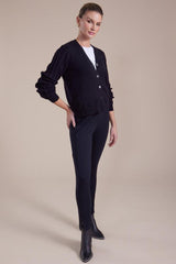 Marco Polo Cable Sleeve Cardi Black From BoxHill