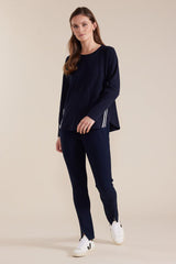 Marco Polo Long Sleeve Zip Trim Tee French Navy From BoxHill