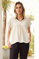 Marco Polo Short Sleeve Open Neck Top Linen From BoxHill