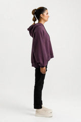 Rose Road Sloppy Joe Circular Embroidery Hoodie Plum From BoxHill