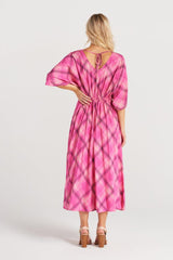 Seduce Taytum Dress Hot Pink Check From BoxHill