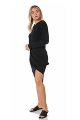 Silent Theory Long Sleeve Twisted Dress Black From BoxHill