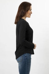 Stella and Gemma Folk Floral Long Sleeve T Shirt Black From BoxHill
