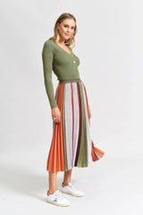 We Are The Others The Sunray Pleat Skirt Khaki Bone Lines From BoxHill