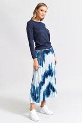 We Are The Others The Sunray Pleat Skirt Navy Tie Dye From BoxHill