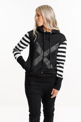 Home-Lee Hooded Sweatshirt Black Stripe Sleeves From BoxHill