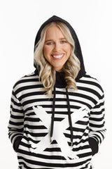 Home-Lee Hooded Sweatshirt Black White Stripes White X From BoxHill