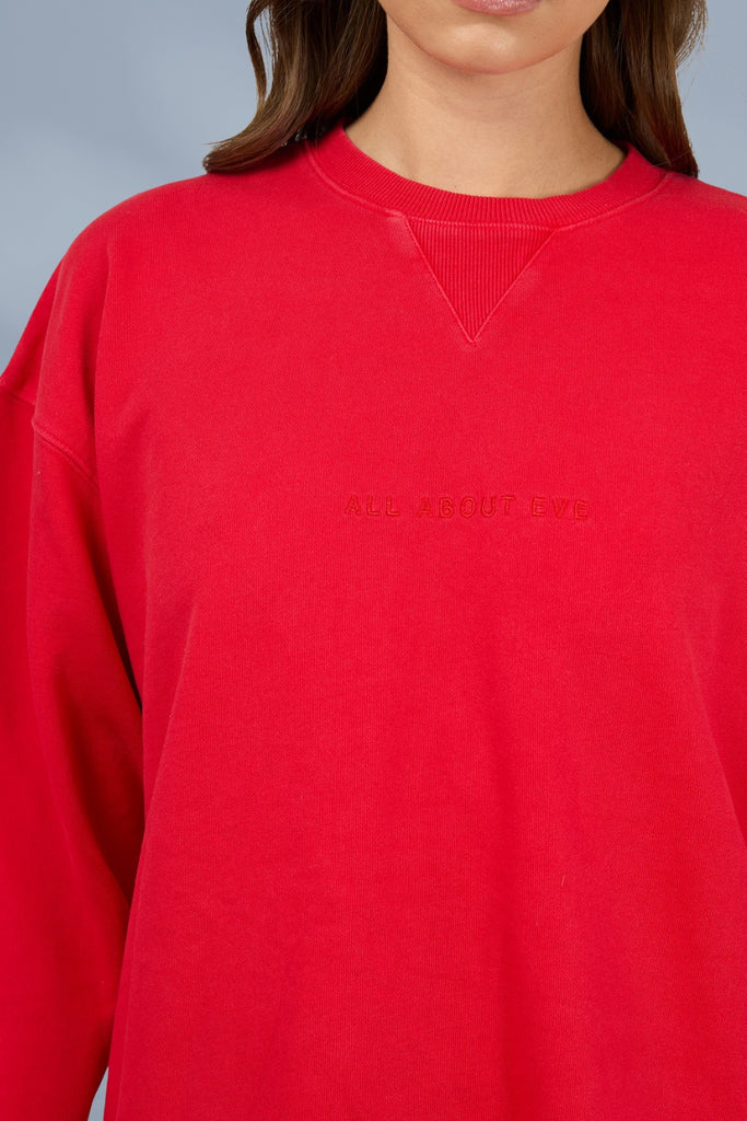 All About Eve AAE Washed Relaxed Crew Scarlet From BoxHill