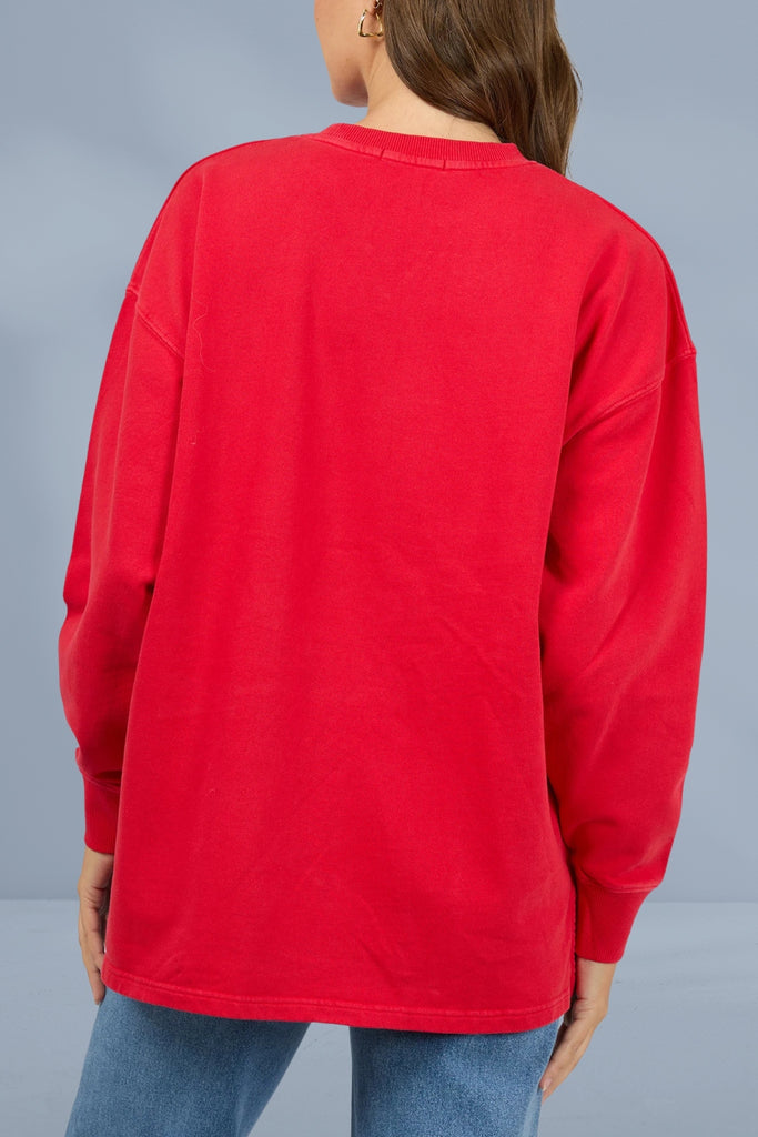 All About Eve AAE Washed Relaxed Crew Scarlet From BoxHill