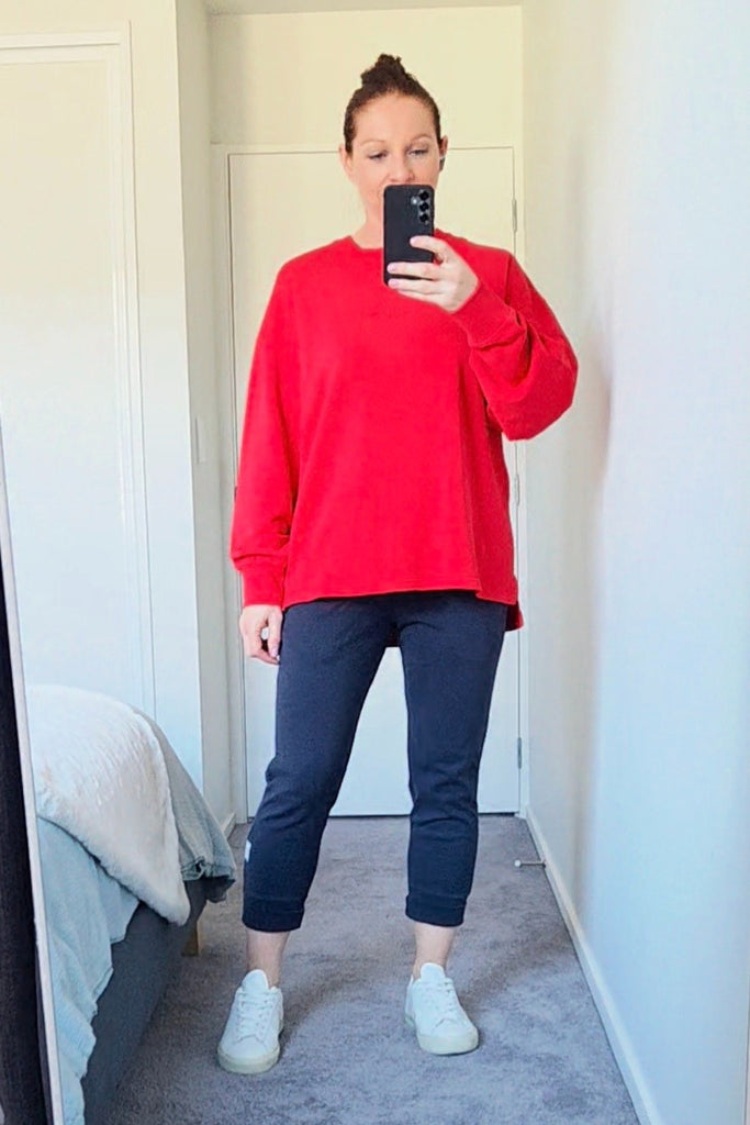 All About Eve AAE Washed Relaxed Crew Scarlet From BoxHill