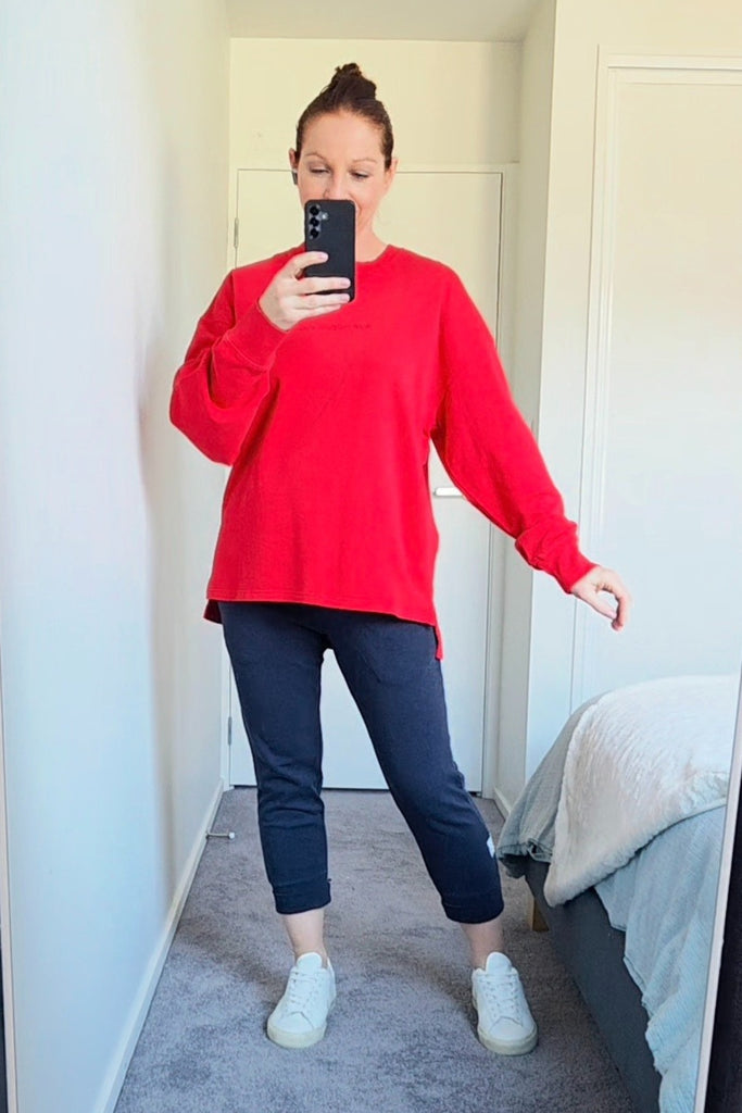 All About Eve AAE Washed Relaxed Crew Scarlet From BoxHill