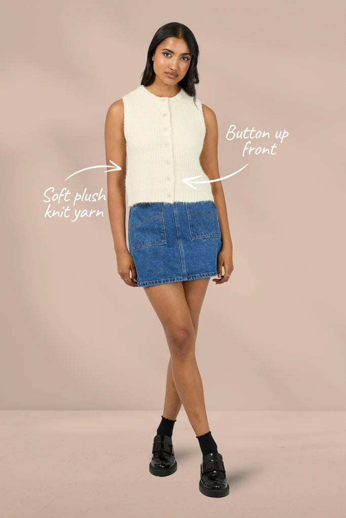 All About Eve Aya Knit Vest Vanilla From BoxHill