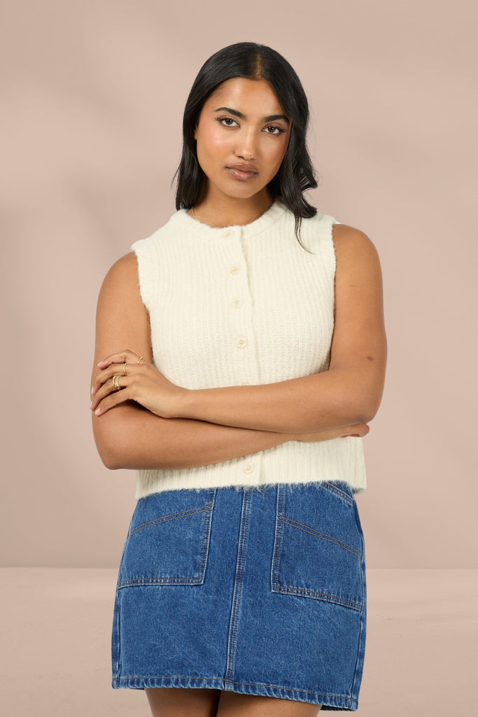 All About Eve Aya Knit Vest Vanilla From BoxHill