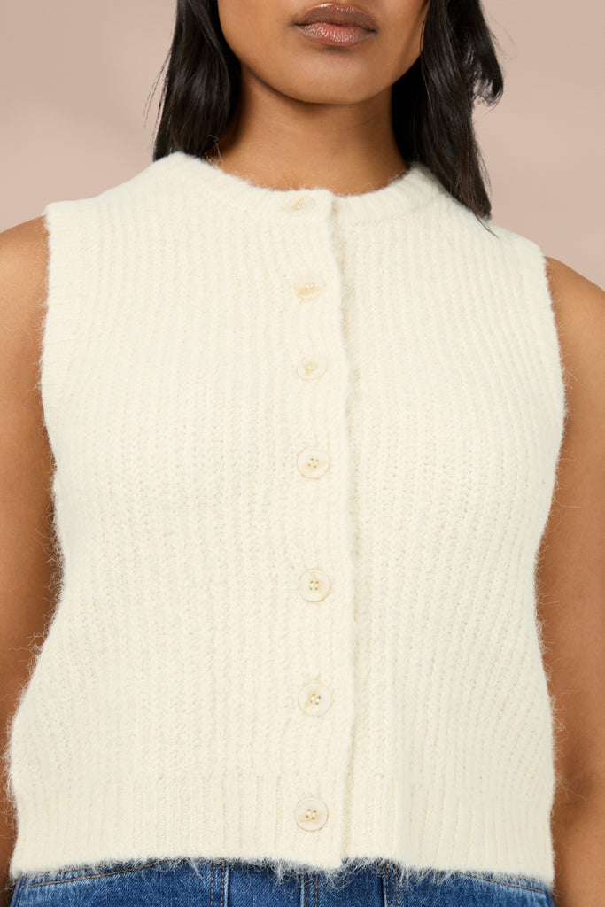 All About Eve Aya Knit Vest Vanilla From BoxHill