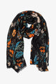 Antler Flowers and Gold Foil Scarf Black From BoxHill