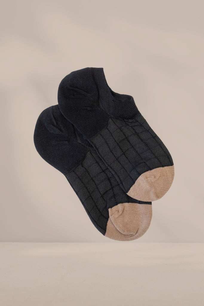 Antler No Show Socks Black Grid From BoxHill