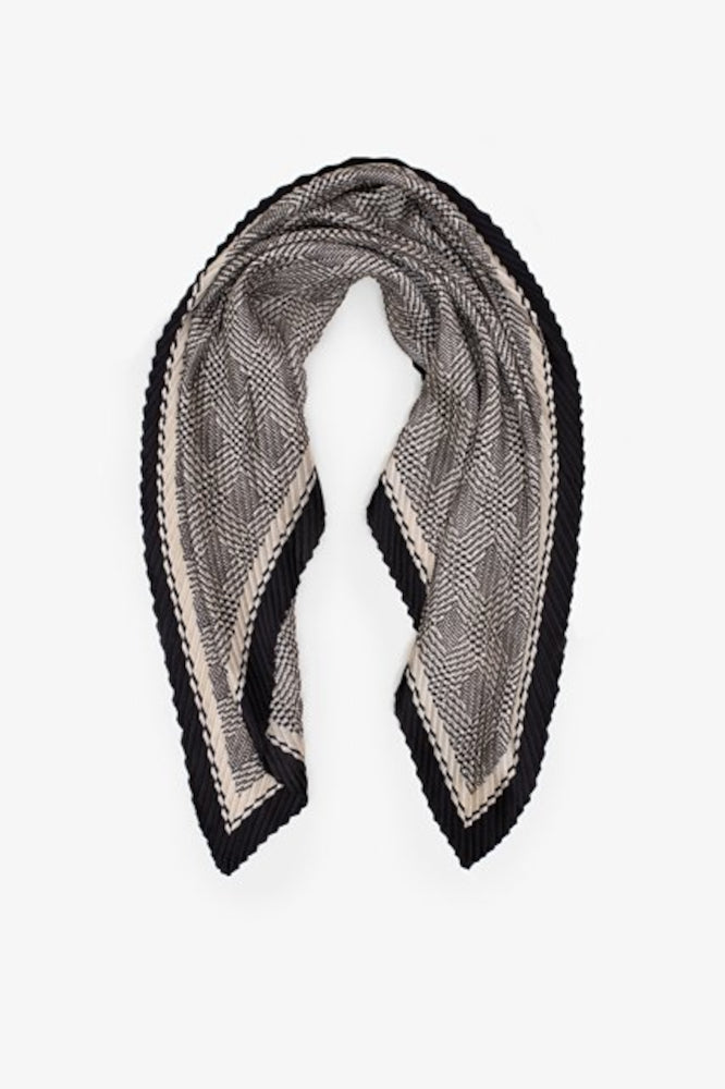 Antler Pleated Scarf Herringbone Black White One Size From BoxHill