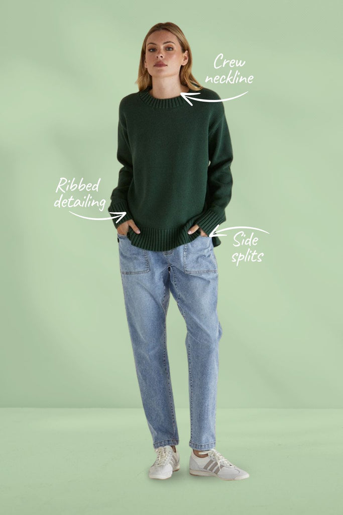 Betty Basics Andy Sweater Dark Green From BoxHill