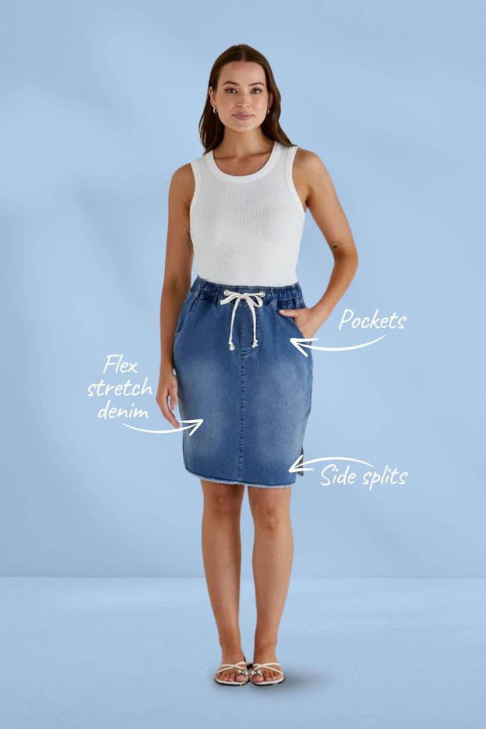 Betty Basics Augie Denim Skirt Denim Blue From BoxHill