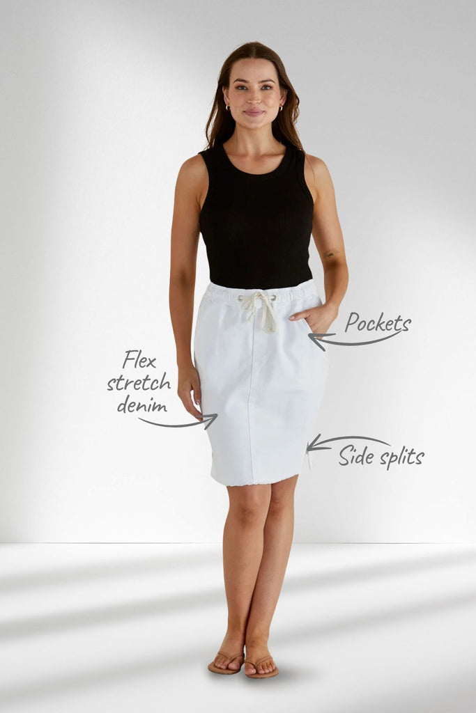 Betty Basics Augie Denim Skirt White From BoxHill
