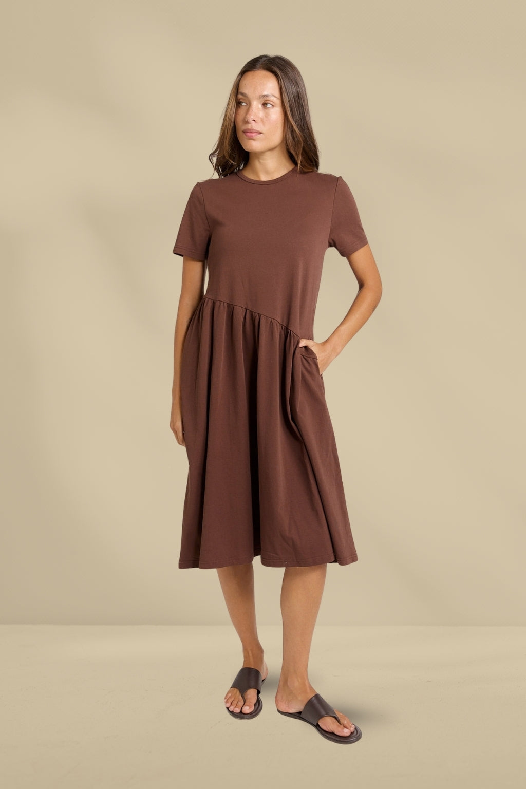 Betty Basics Ava Asymmetrical Dress Chocolate Betty Basics