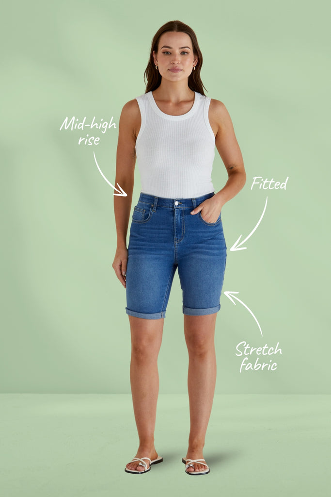 Betty Basics Bonnie Bermuda Shorts Denim Indigo Mix From BoxHill