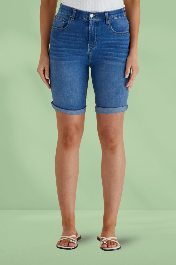 Betty Basics Bonnie Bermuda Shorts Denim Indigo Mix From BoxHill