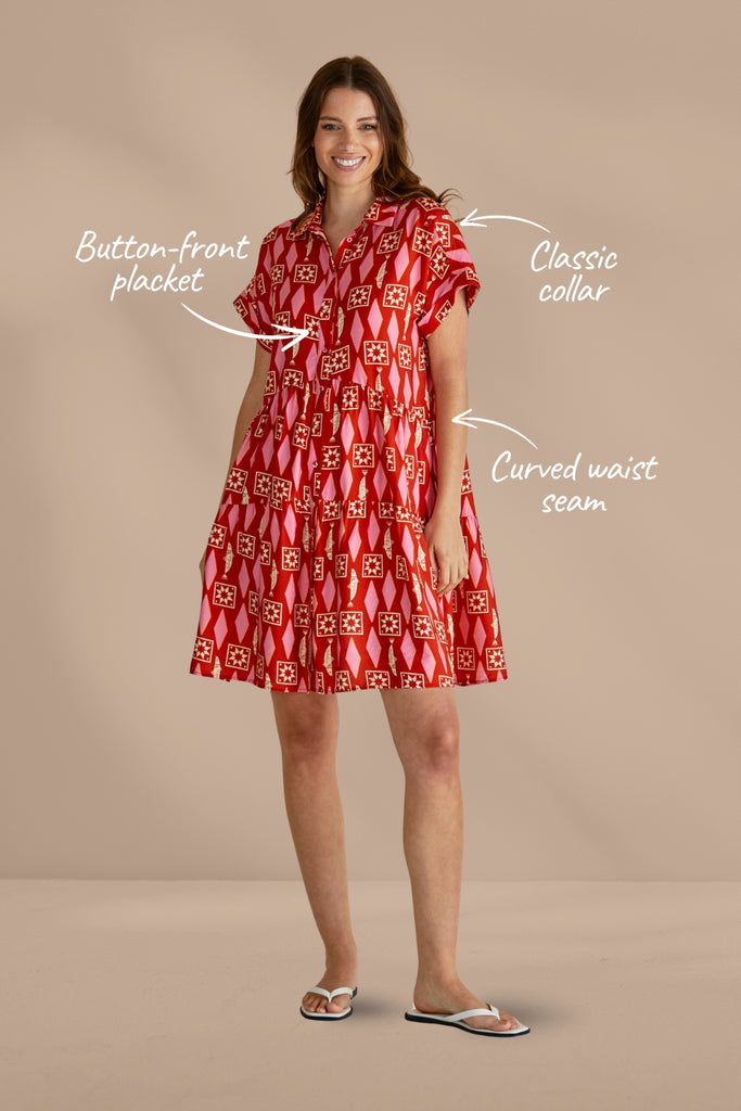 Betty Basics Copacabana Shirt Dress Sardina Geo Print From BoxHill