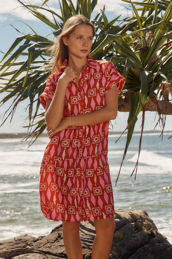 Betty Basics Copacabana Shirt Dress Sardina Geo Print From BoxHill
