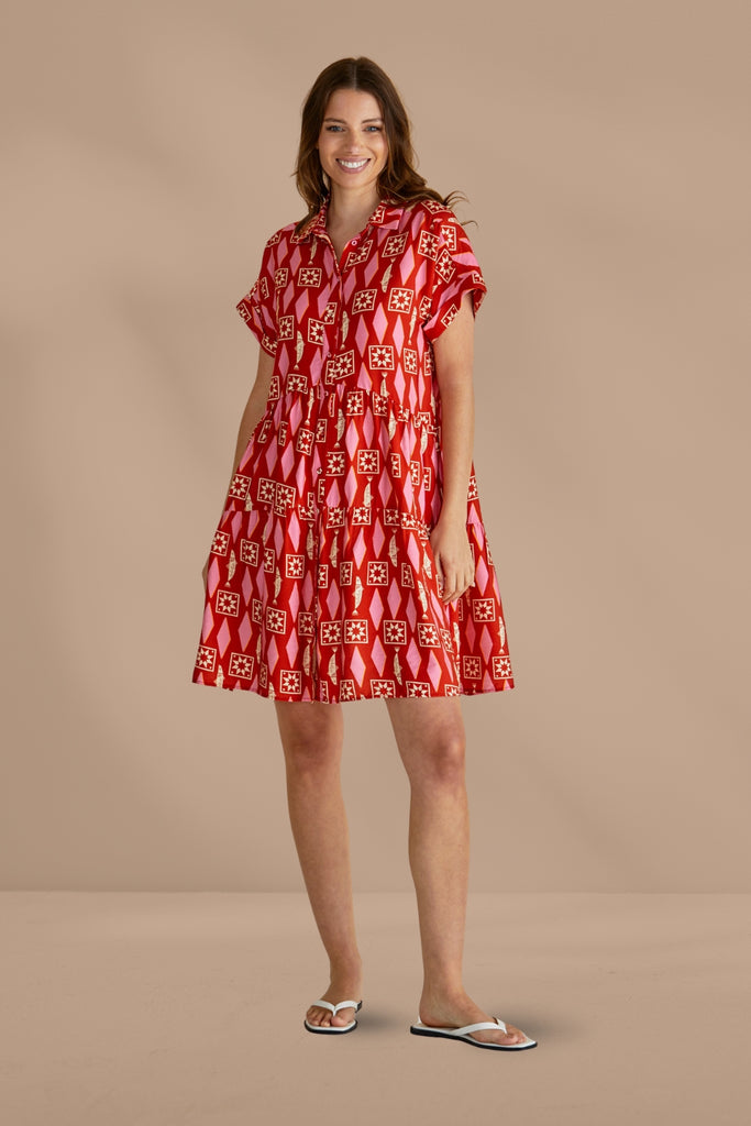 Betty Basics Copacabana Shirt Dress Sardina Geo Print From BoxHill