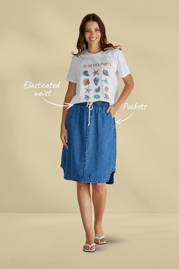 Betty Basics Dara Denim Skirt Vintage Blue From BoxHill