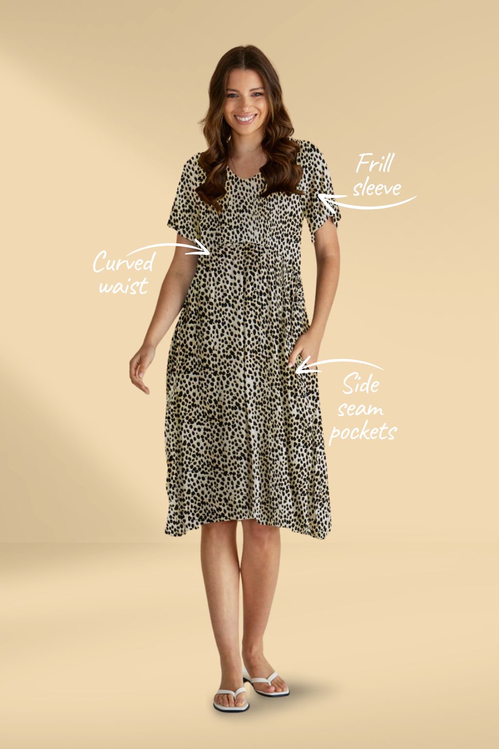 Betty Basics Donna Dress Cheetah Neutral Betty Basics
