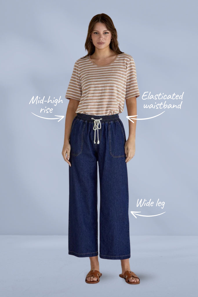 Betty Basics Drapey Denim Joggers Sapphire From BoxHill