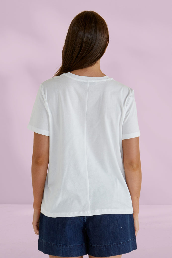 Betty Basics Ellia Crew Tee Paradise Beach Print White From BoxHill