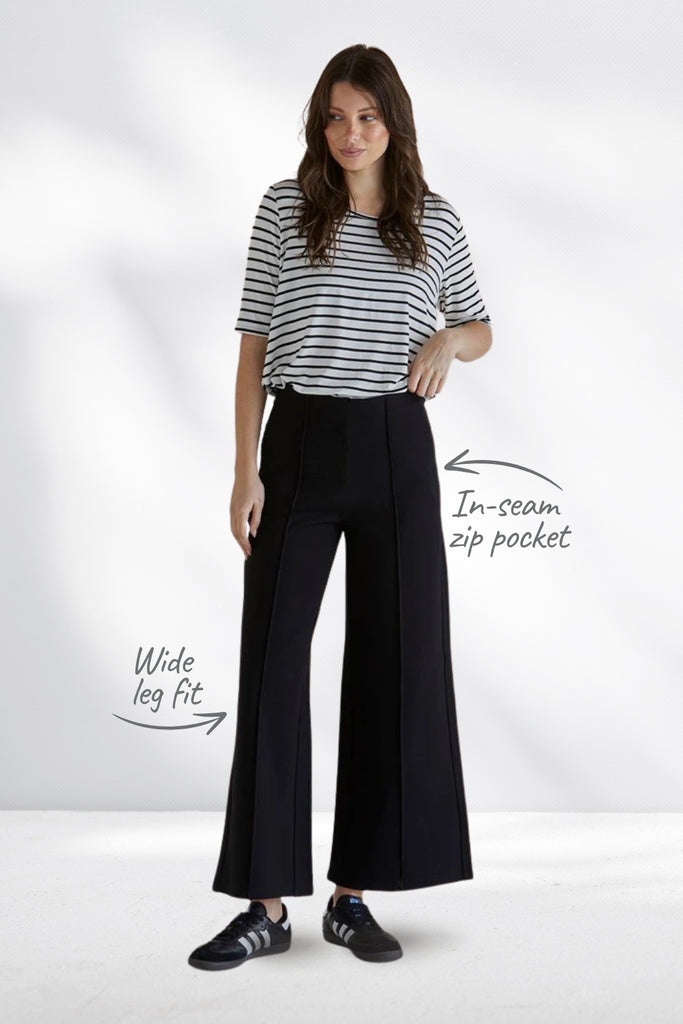 Betty Basics Elodie Wide Leg Ponte Pants Black From BoxHill