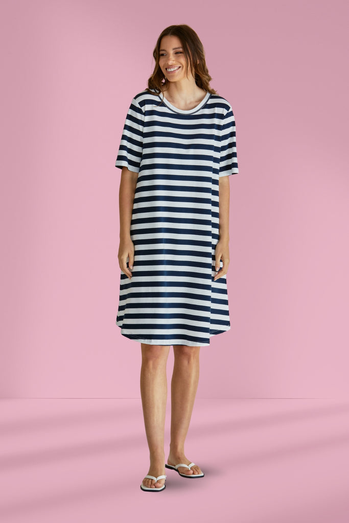 Betty Basics Eloise T Shirt Dress Navy Stripe From BoxHill