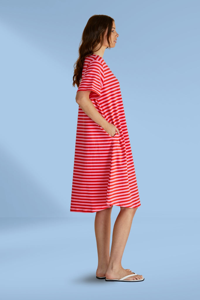 Betty Basics Eloise T Shirt Dress Pink Red Stripe From BoxHill