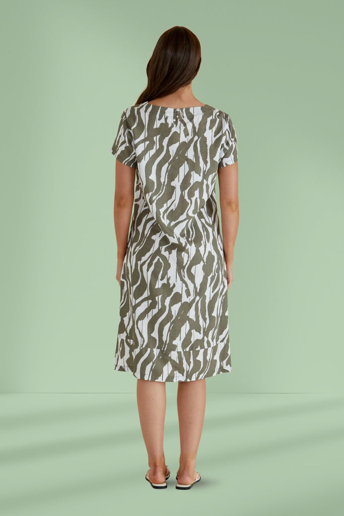Betty Basics Elwood Dress Olive Geometric Print From BoxHill