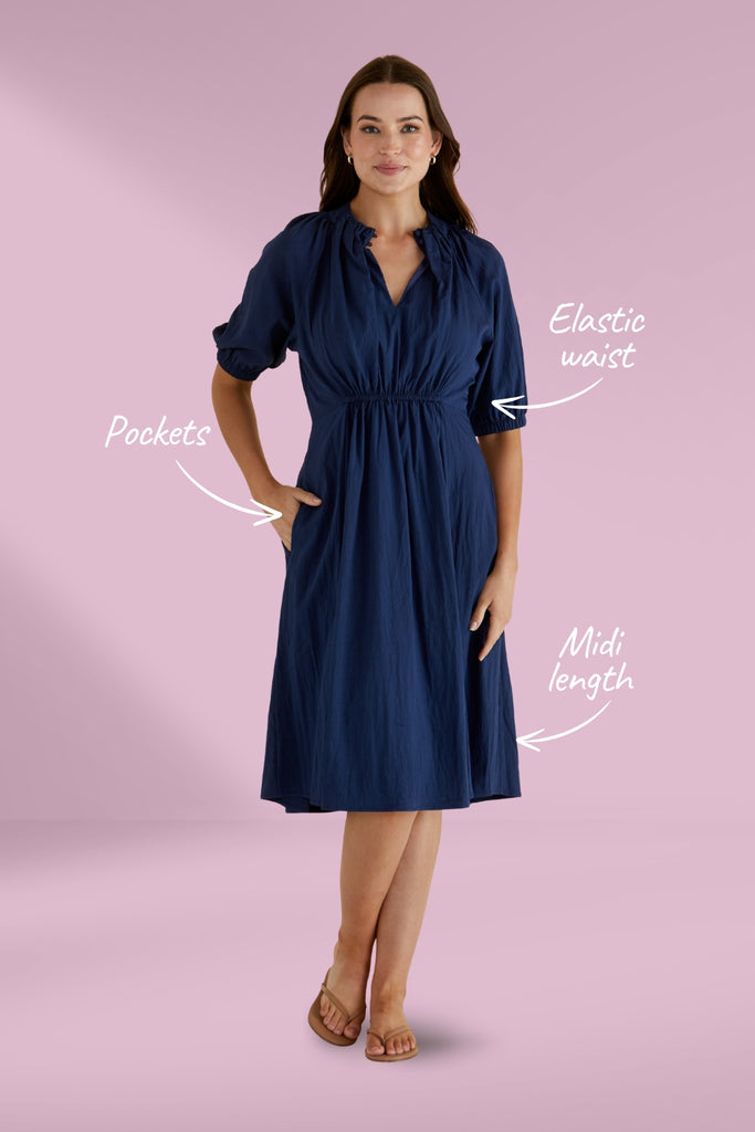 Betty Basics Emery Dress Navy Blue From BoxHill