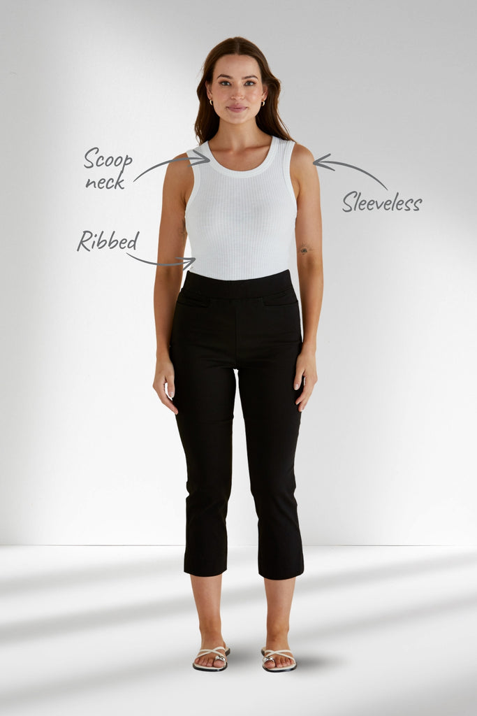 Betty Basics Francis Rib Tank White From BoxHill