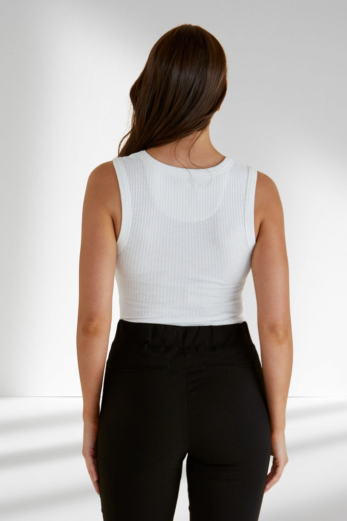 Betty Basics Francis Rib Tank White From BoxHill