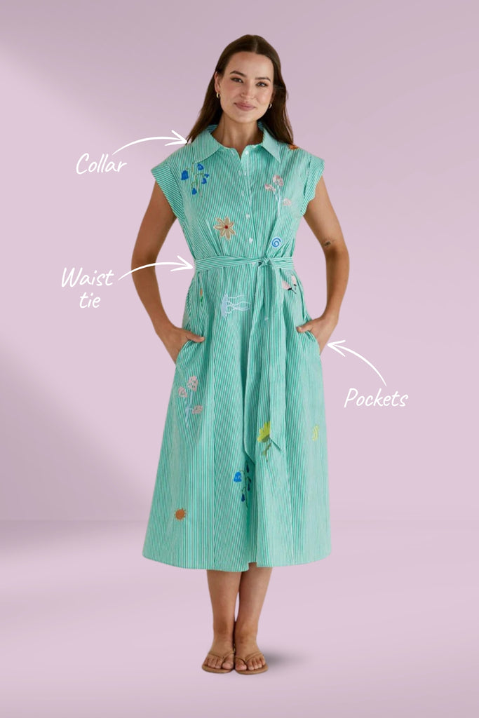 Betty Basics Gloria Floral Dress Floral Green Stripe From BoxHill