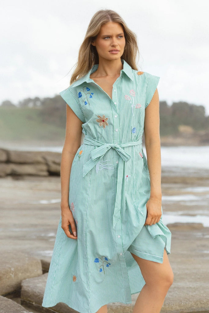 Betty Basics Gloria Floral Dress Floral Green Stripe From BoxHill