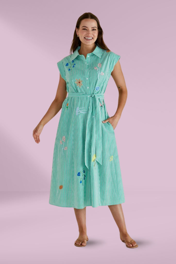 Betty Basics Gloria Floral Dress Floral Green Stripe From BoxHill