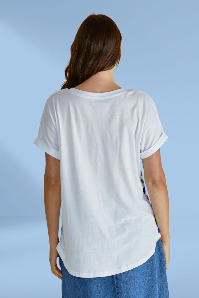 Betty Basics Hailey Short Sleeve Tee Rainbow Wavy Stripe From BoxHill