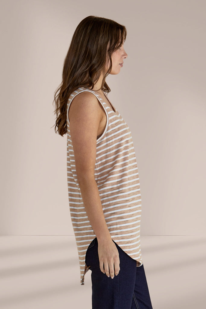 Betty Basics Keira Tank Beige Stripe From BoxHill